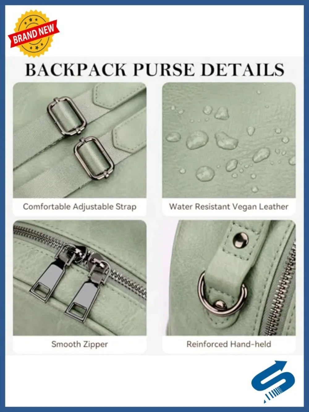Mini Vegan Leather Backpack Purse with Multi Pockets, Lightweight Daypack for